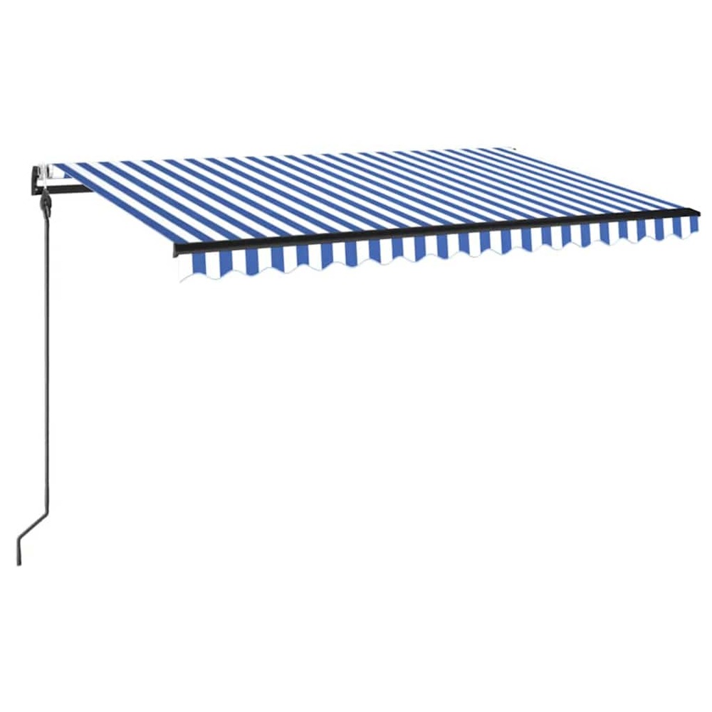 Auvent automatique capteur de vent/led 450x300 cm bleu et blanc