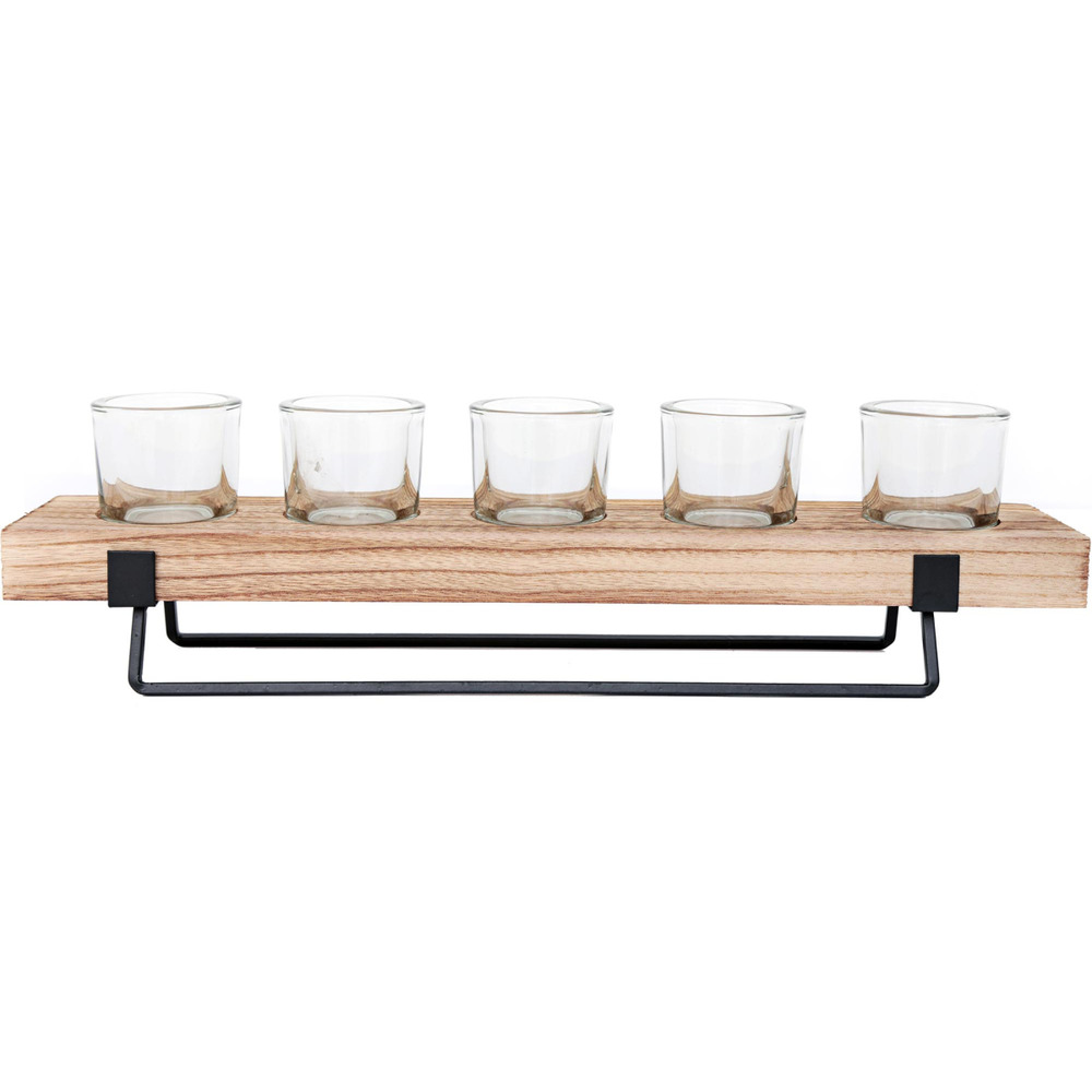 Support à bougies en bois 5 photophores