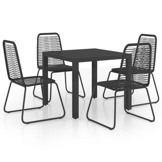 Ensemble à manger de jardin 5 pcs pvc résine tressée noir