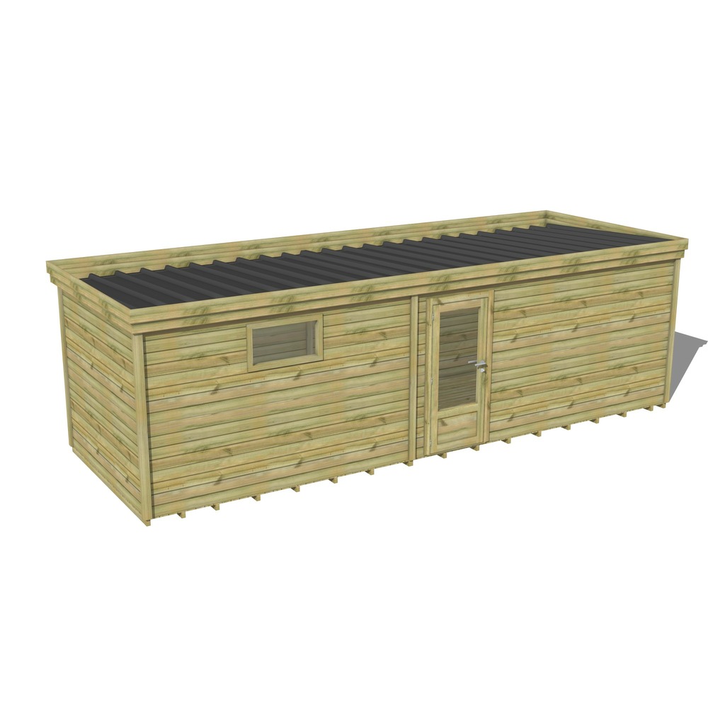 Abri de jardin bois pin traité autoclave 27mm - 8,19x2,64m / 22m2 - bac acier - plancher bois