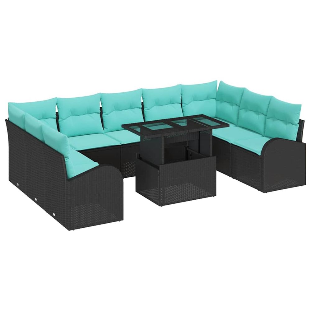 Ensemble de canapé de jardin 10 pc noir poly rotin