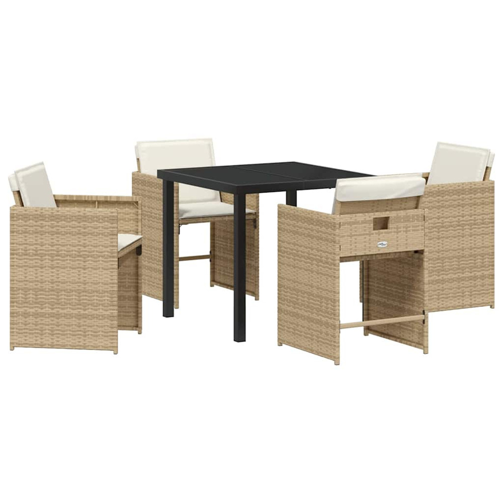 Ensemble de salle à manger pour jardin 5 pcs beige polyrotin