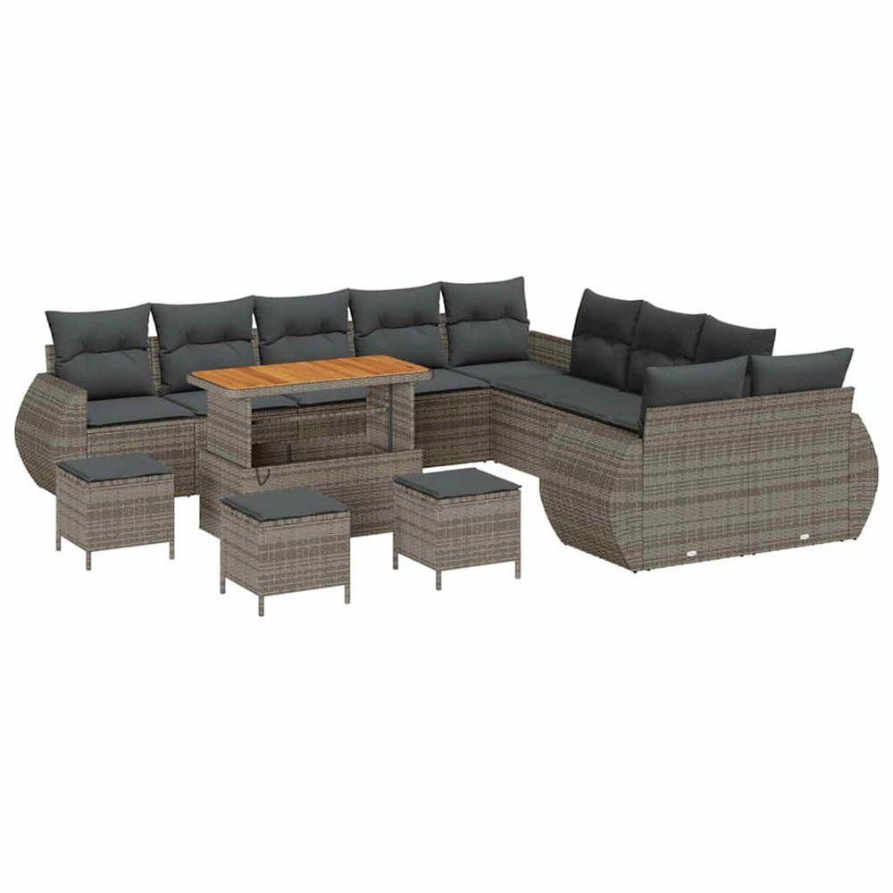 Ensemble de canapé de jardin avec coussin 14 pcs gris