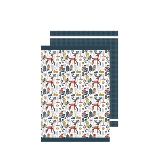 Lot de 2 torchons animaux d hiver