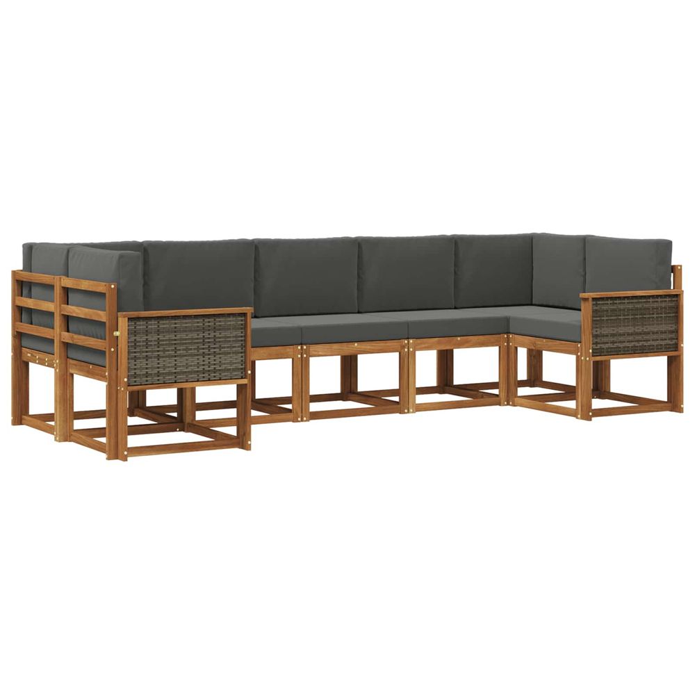 Ensemble de canapés d'extérieur 7 pc naturel et anthracite