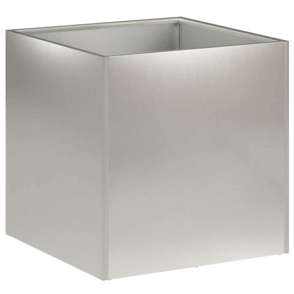 Cache-pot de jardin argenté 35 x 35 x 35 cm acier inoxydable