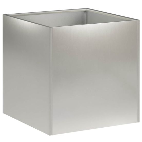 Cache-pot de jardin argenté 35 x 35 x 35 cm acier inoxydable