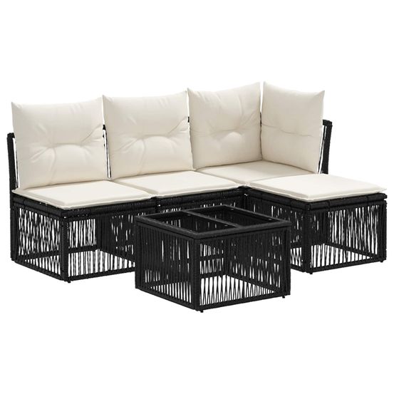Ensemble de canapé de jardin 5 pc noir polyrotin