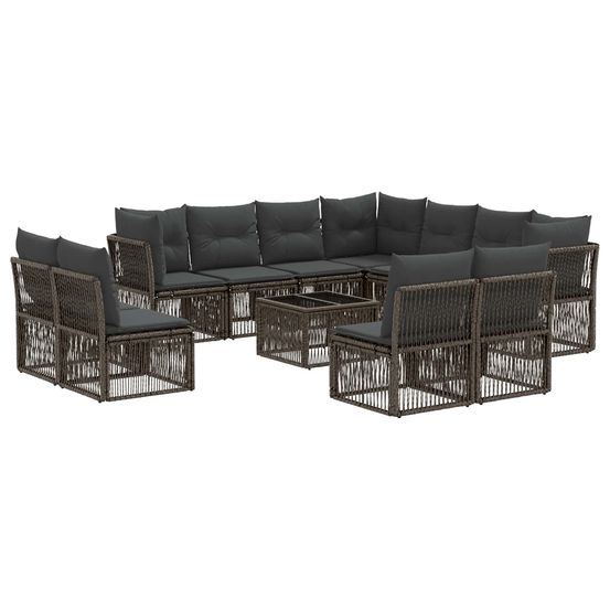 Ensemble de canapé de jardin 12 pc gris polyrotin