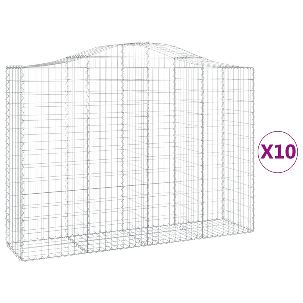Paniers à gabions arqués 10 pcs 200x50x140/160 cm fer galvanisé