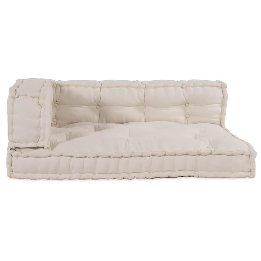 Coussin de canapé sur palette 3 pc tissu crème 120 x 80 x 34 cm