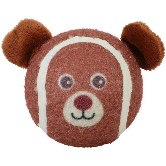 Balle de tennis ø 8 cm en forme d'animaux tête ourson pour chien