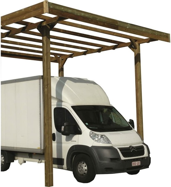 Carport superia en bois base 5x3m avec poteaux 12x12cm hauteur 4m