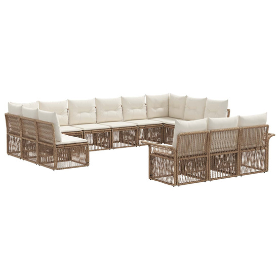 Ensemble de canapé de jardin 13 pcs beige polyrotin