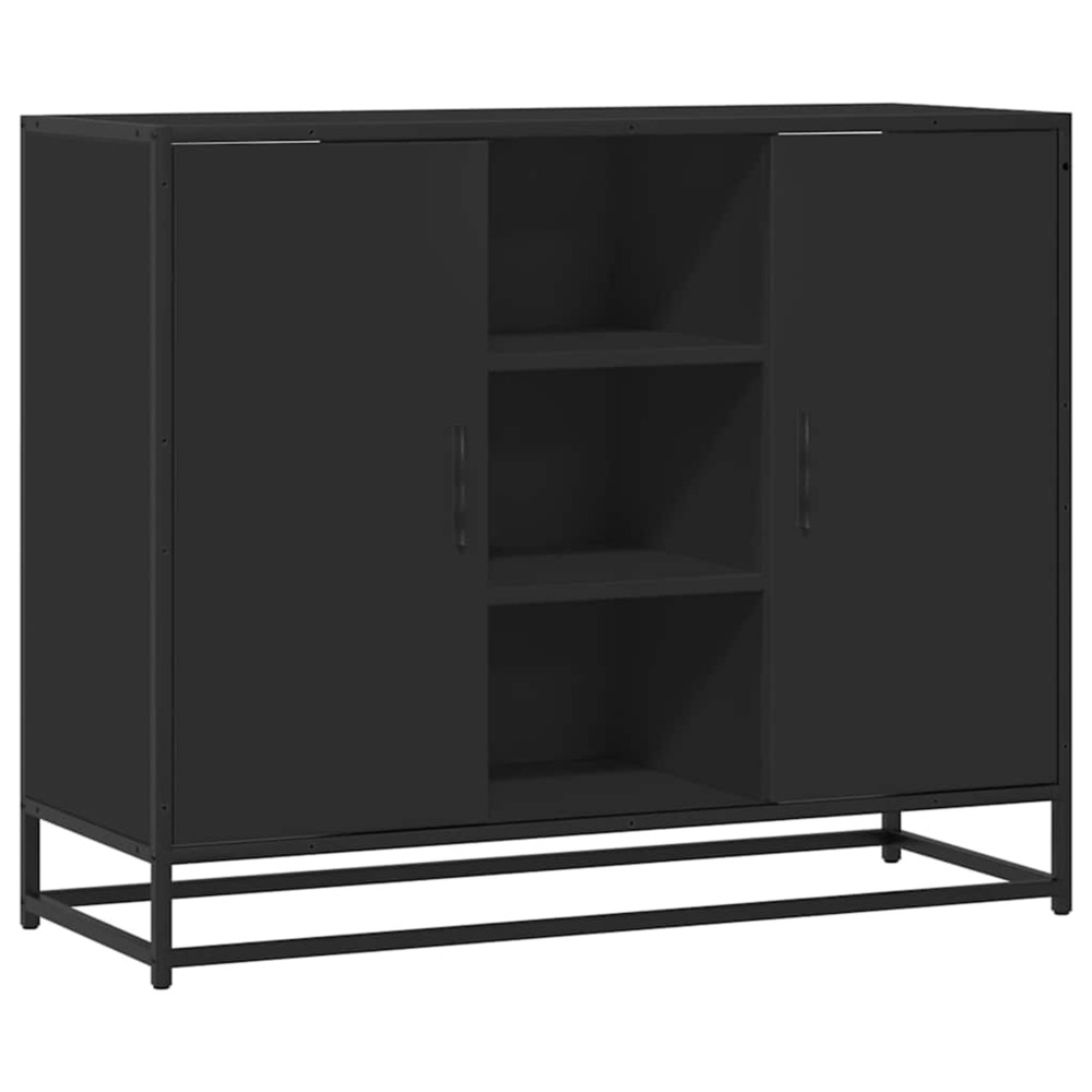 Buffet noir 92x35x76 cm bois d’ingénierie