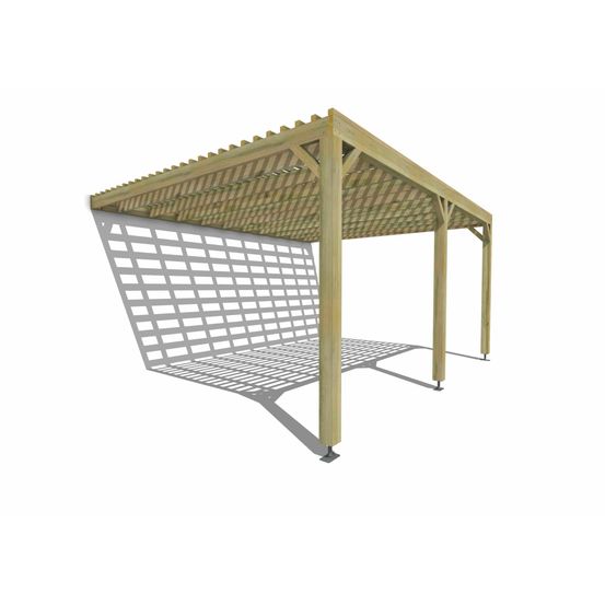 Pergola bois • 5m x 4m • adossée • sens profondeur • lattage bois • livraison comprise