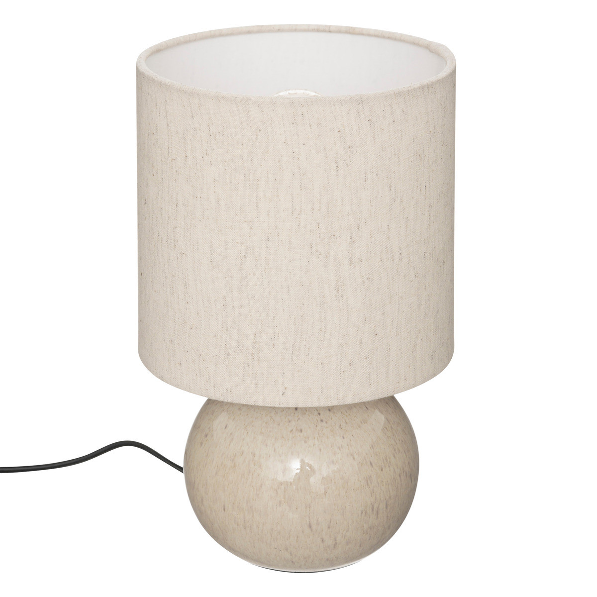 Lampe à poser en céramique blanc lin et abat-jour coton h 28 cm