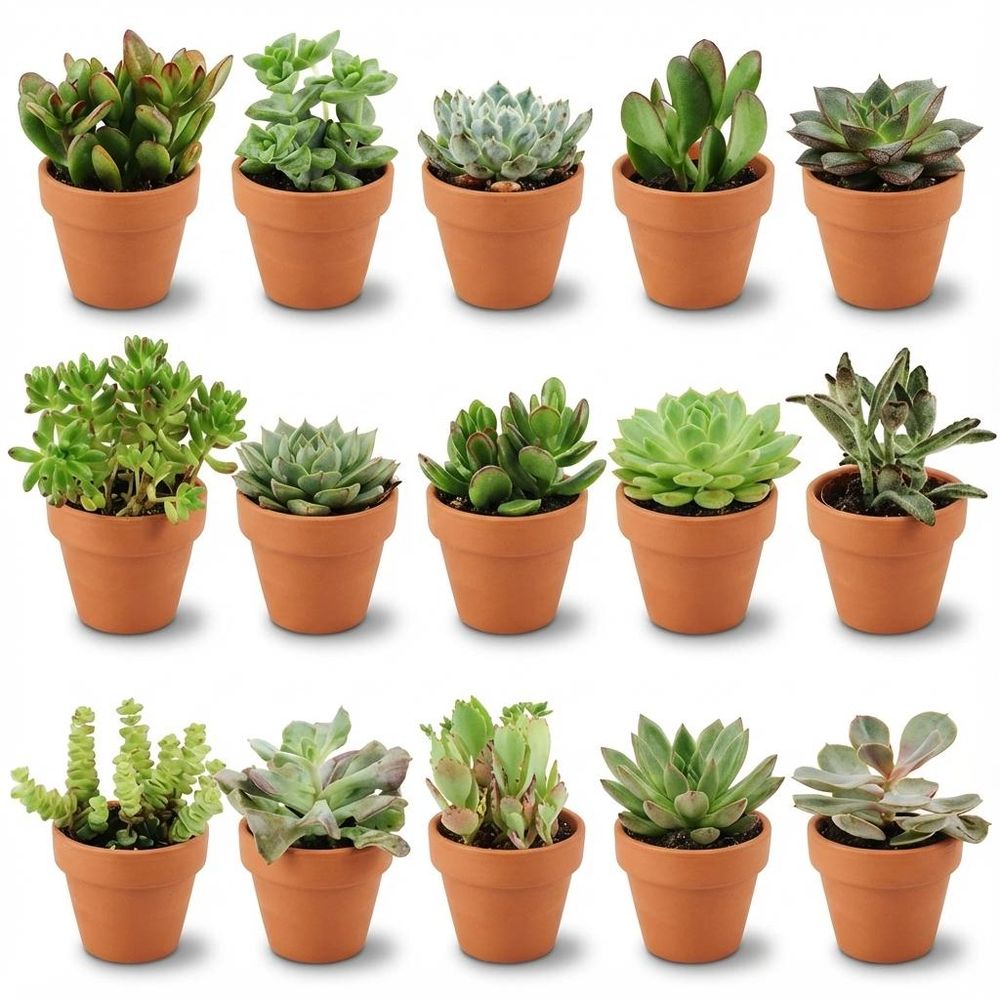 Mini plantes grasses en pot terre cuite - lot de 15 - ø8cm - ↕10cm - plante d’intérieur