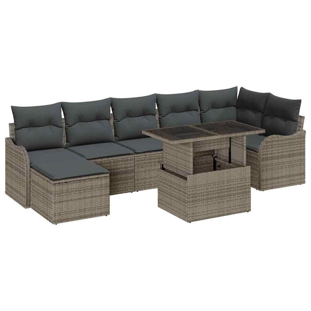 Ensemble de canapé de jardin 8 pc gris