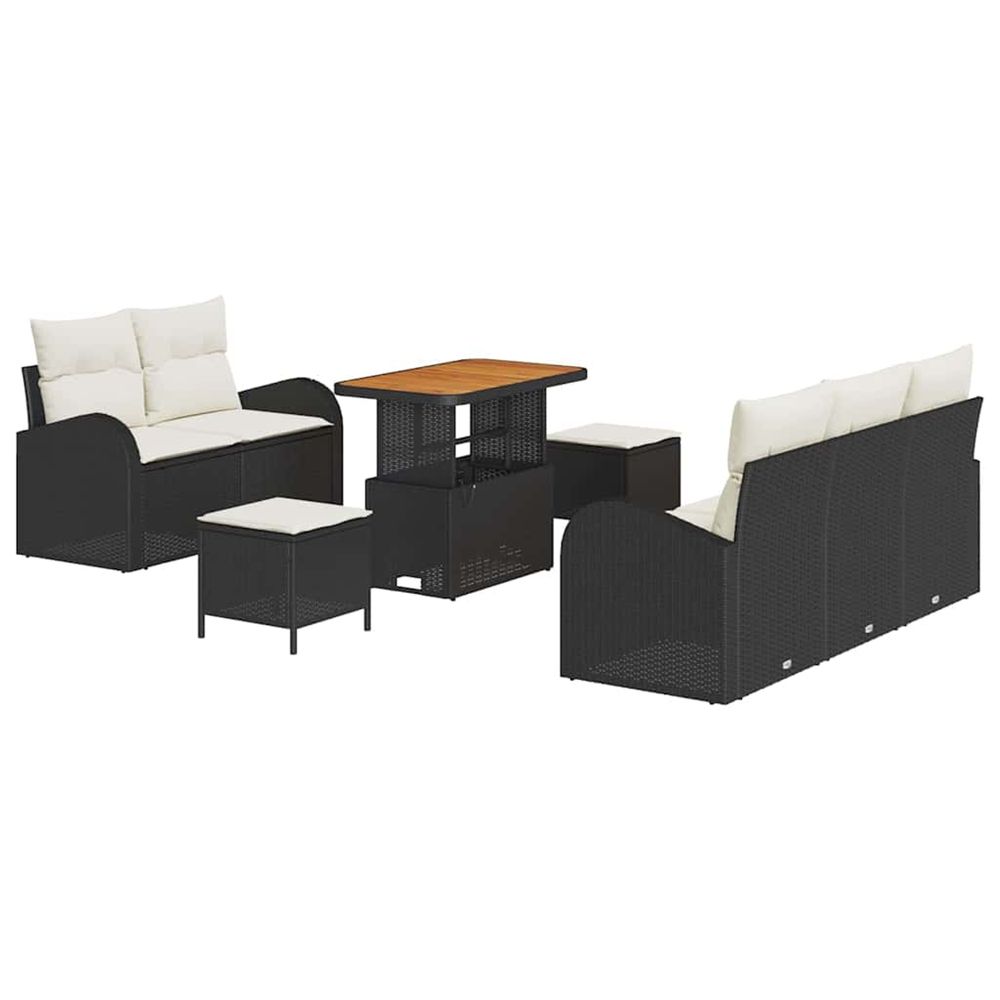 Ensemble de canapé de jardin 8 pc noir polyrotin