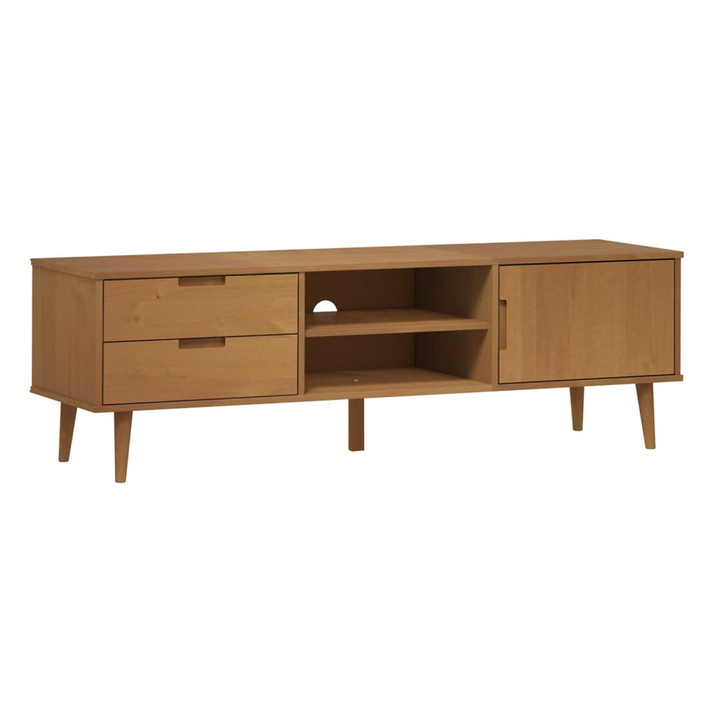 Meuble tv molde marron 158x40x49 cm bois de pin massif