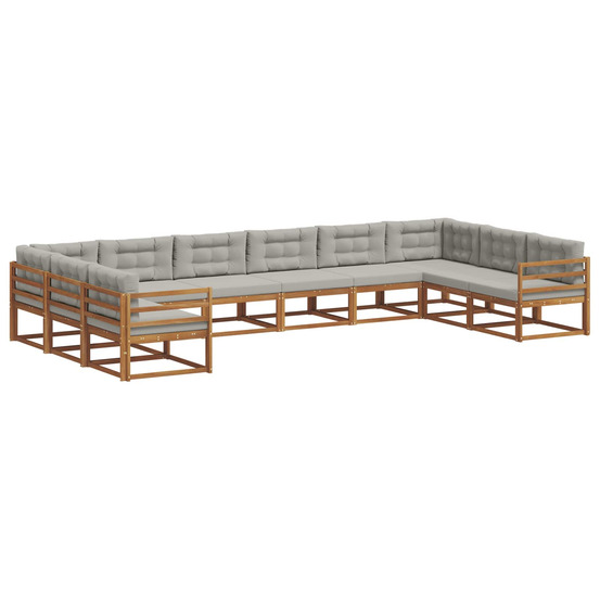 Ensemble de canapés d'extérieur 10 pcs gris naturel et clair