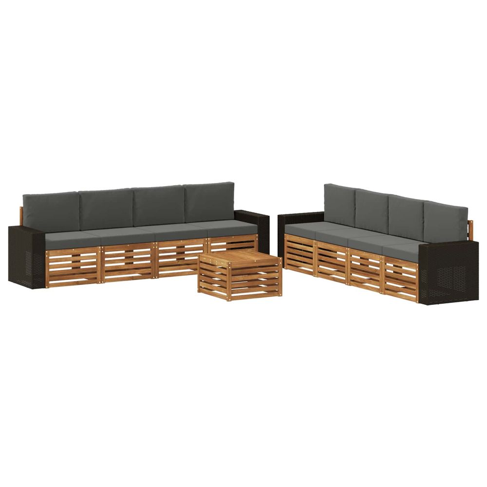 Ensemble de canapés d'extérieur 9 pc naturel et anthracite