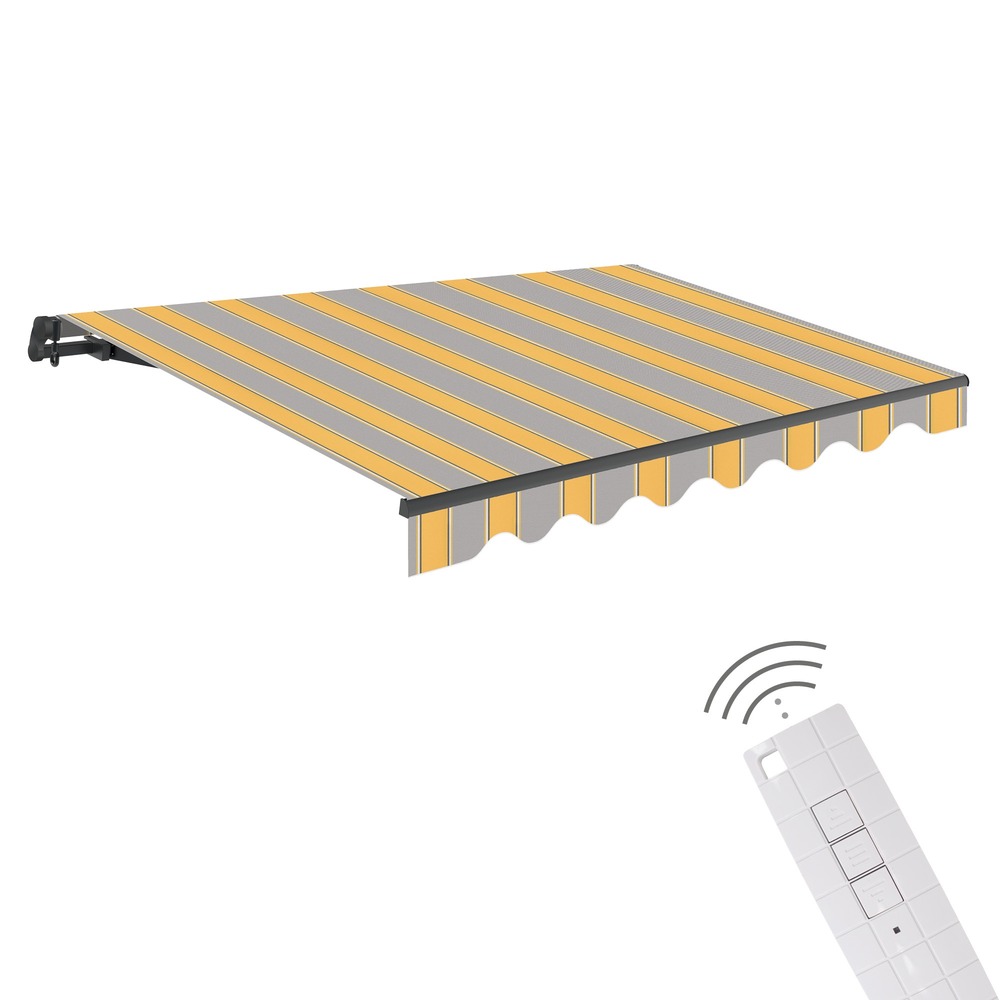 Store banne motorisé 3x2,5m jaune – télécommande – toile protection solaire