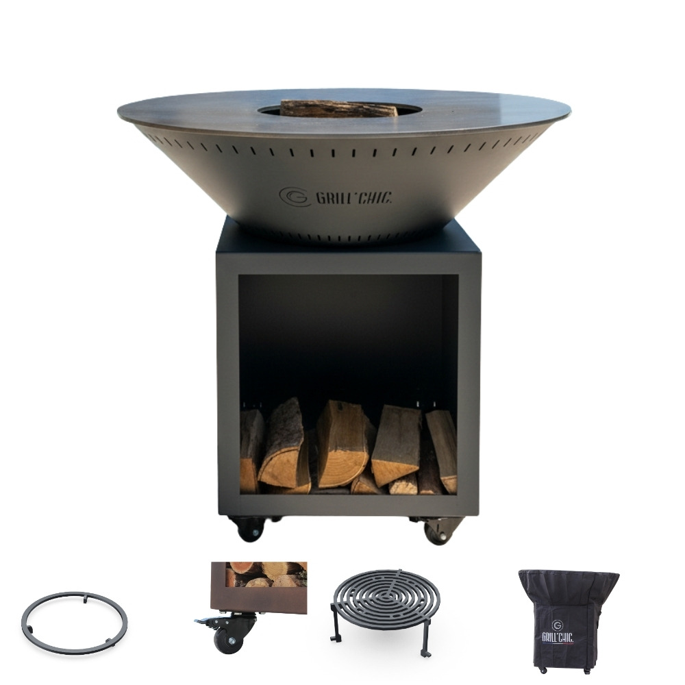 Pack privilege brasero classique acier 83 gris anthracite double cuve