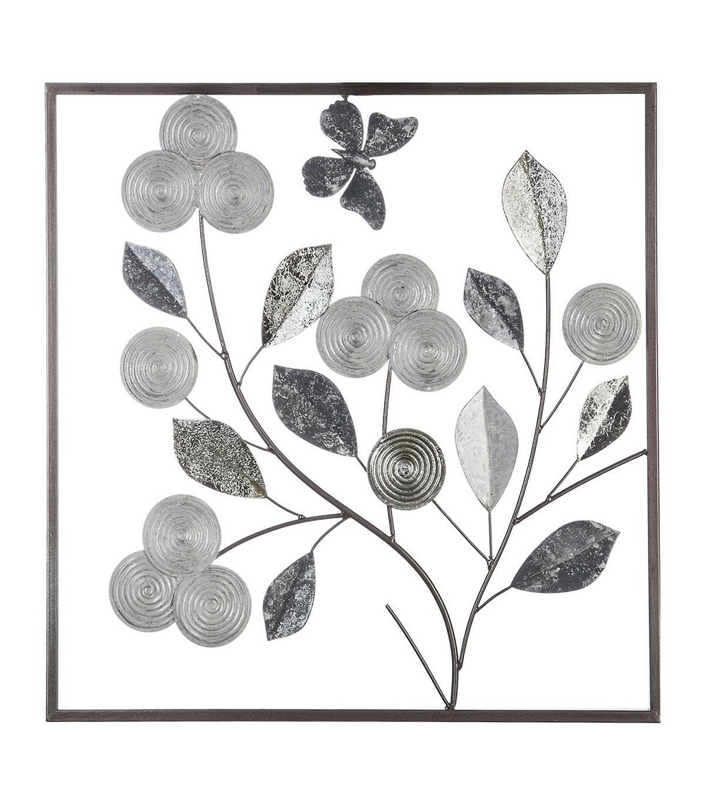 Décoration murale en métal argent 50 x 50 cm
