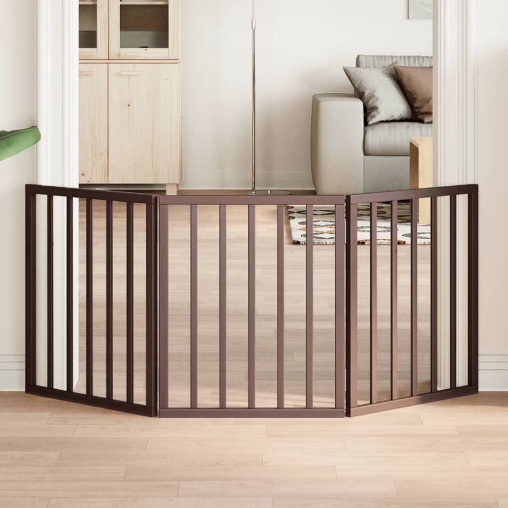 Barrière de sécurité pour chien en bois pliable intérieur marron 150x60 cm