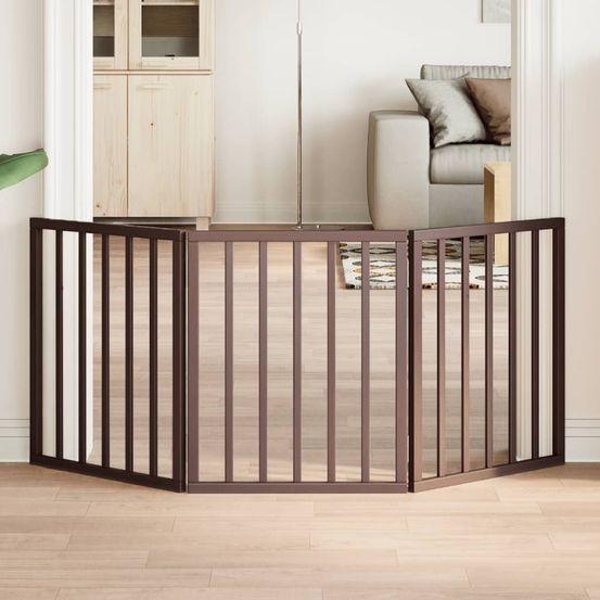Barrière de sécurité pour chien en bois pliable intérieur marron 150x60 cm