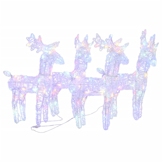 Rennes de noël 4 pcs 160 led multicolore acrylique