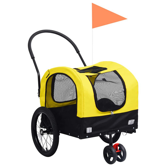 Remorque de vélo pour chiens et poussette 2-en-1 jaune et noir