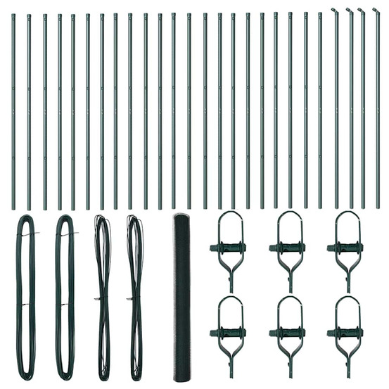 Clôture avec poteaux vert 1.5 x 50 m acier recouvert de pvc