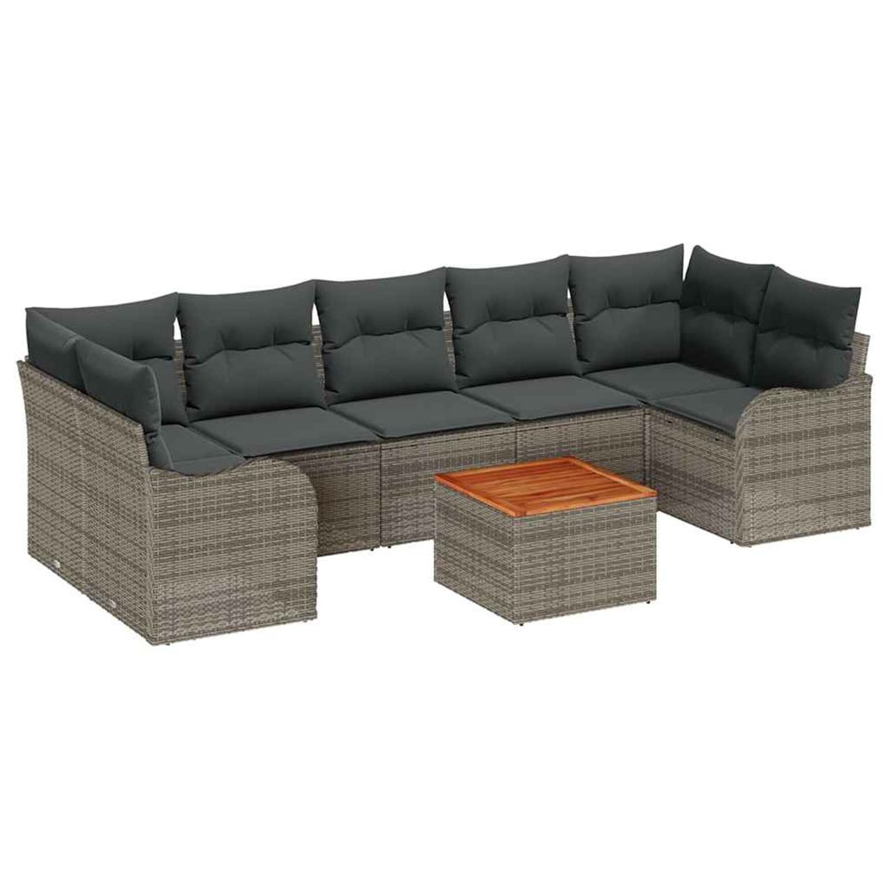 Ensemble de canapé de jardin 8 pc gris polyrotin