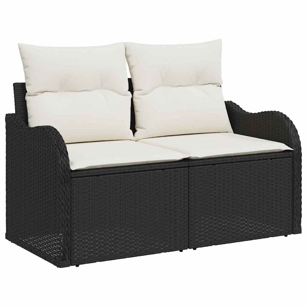 Ensemble de canapé de jardin 10 pc noir et blanc polyrotin