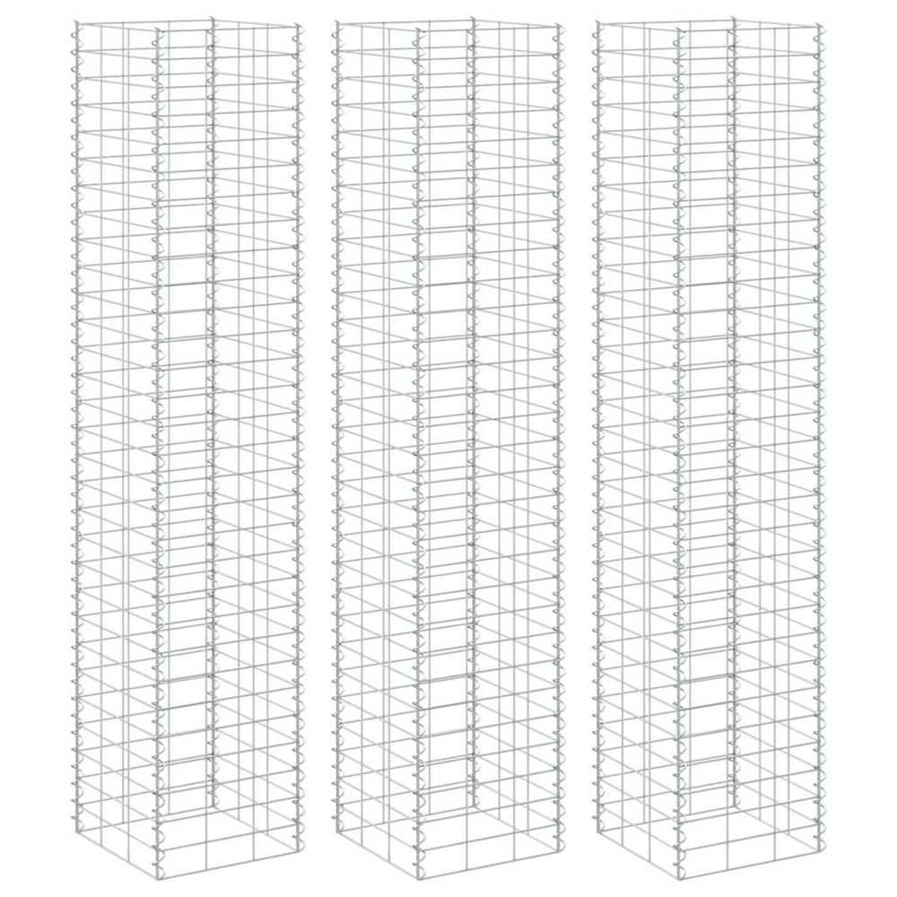 Lits surélevés en gabion 3 pcs 30x30x200 cm fer