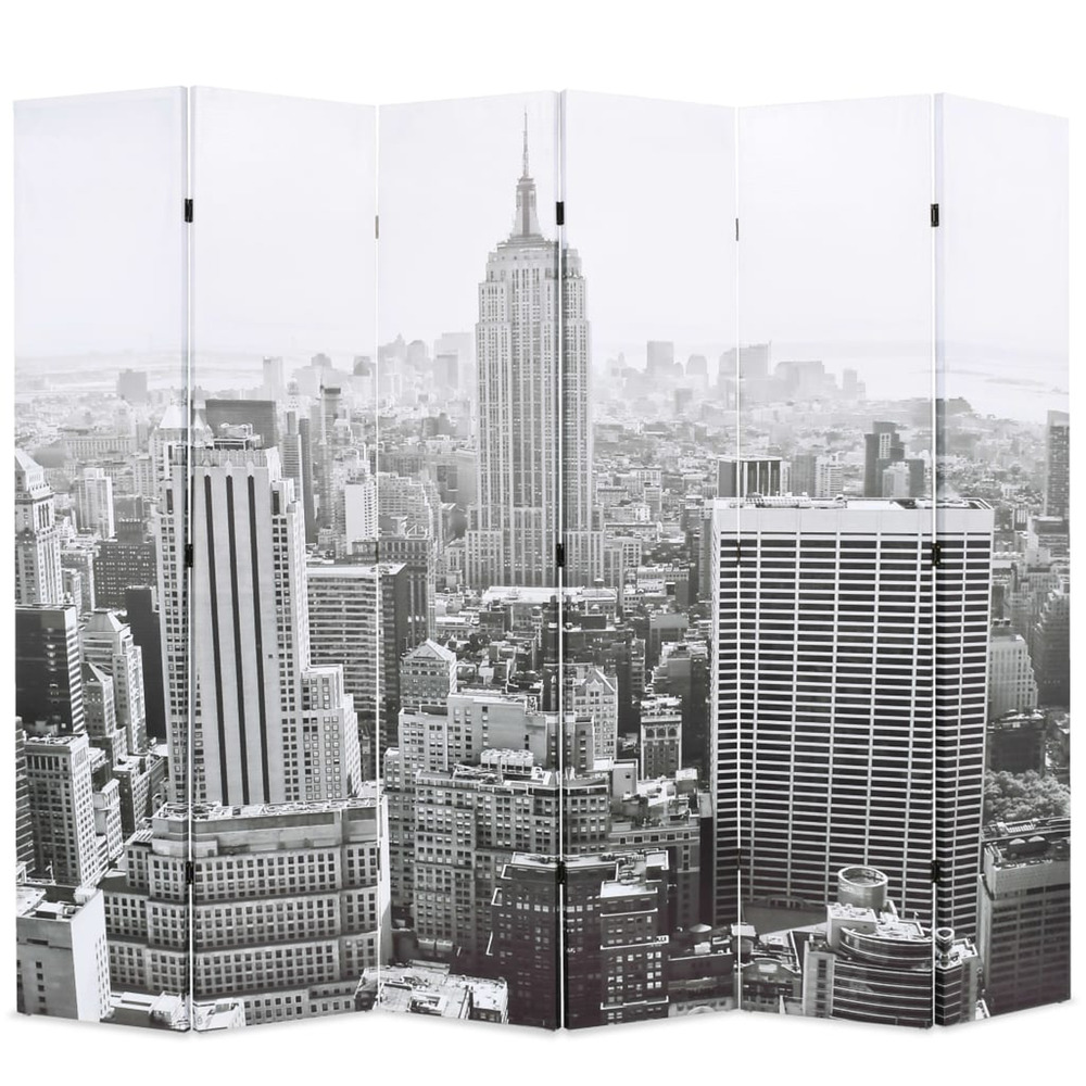 Cloison de séparation pliable 228x170 cm new york noir et blanc