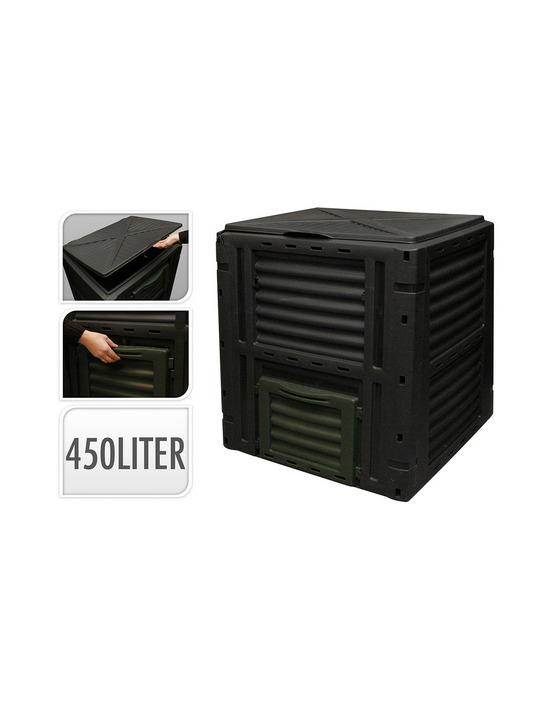 Boîte de compostage 450 l couleur noire 80x80x81cm progarden