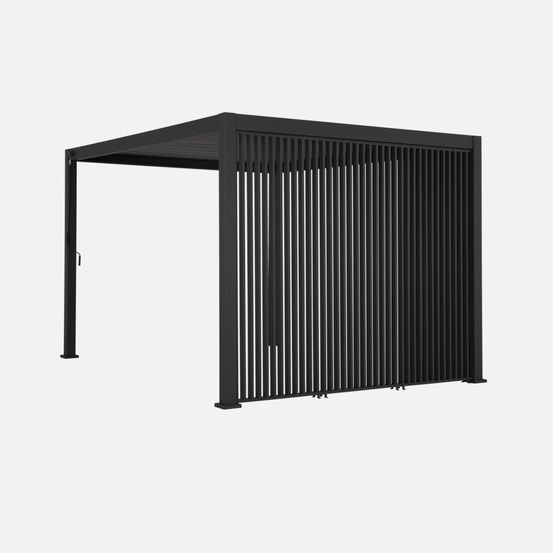 Pergola bioclimatique aluminium 3x4m + 3 persiennes verticales 130cm triomphe