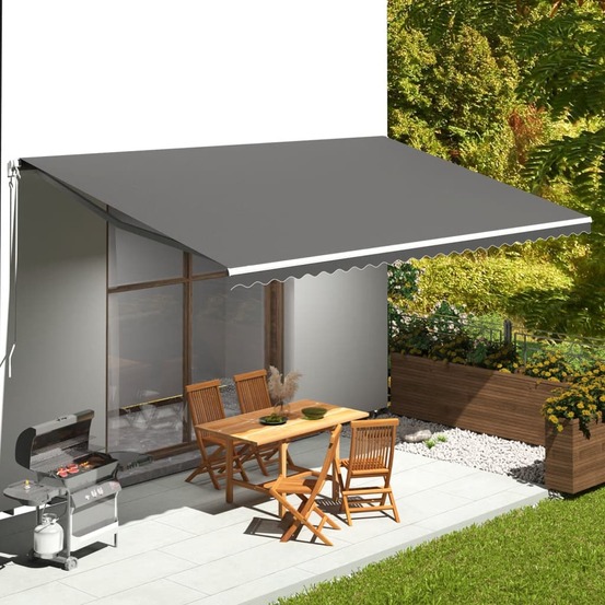 Tissu de remplacement pour auvent anthracite 6x3,5 m
