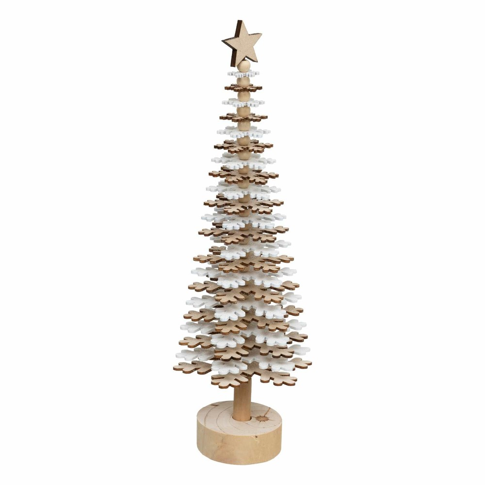 Sapin de noël flocon en bois - h. 40 cm