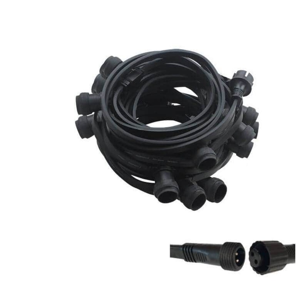 Guirlande guinguette 10 mètres 30 culots e27 câble noir prolongeable ip65 extérieur