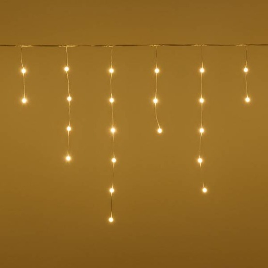 Guirlande stalactite lumineuse 4m 100 mini boules led blanc chaud 8 jeux lumières ip44 smart connect 31v lotti