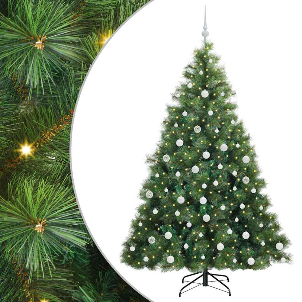 Sapin de noël artificiel avec 300 led vert 180 cm pe et pvc