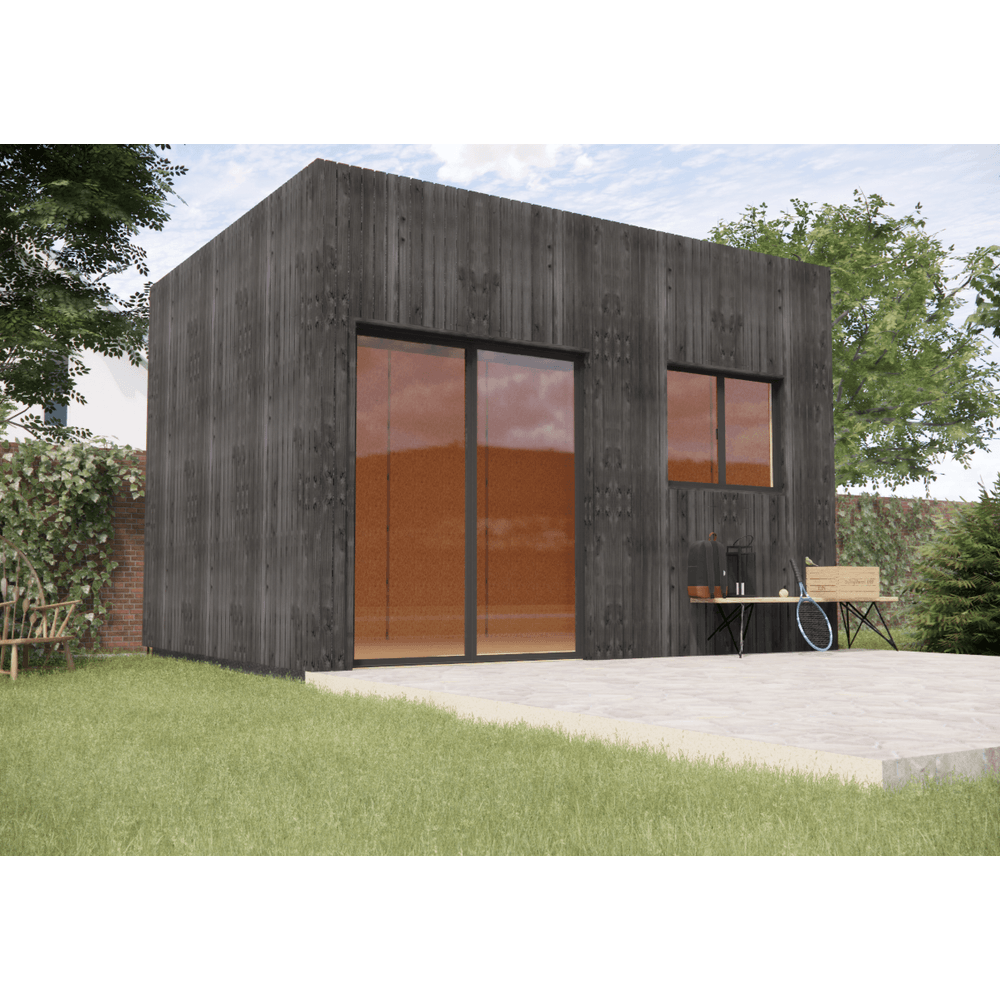 Studio de jardin bien isolé en bois 4,4 x 3,5 x 3,2 m / isolation re2020