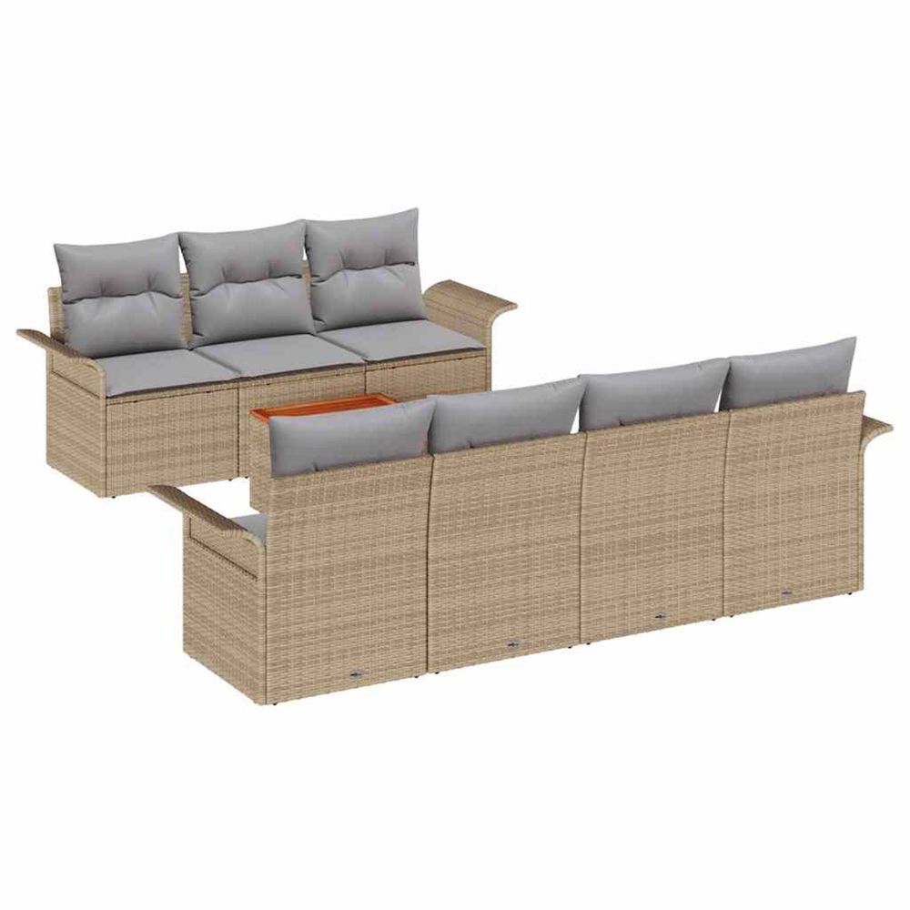Ensemble de canapé de jardin 8 pc beige polyrotin