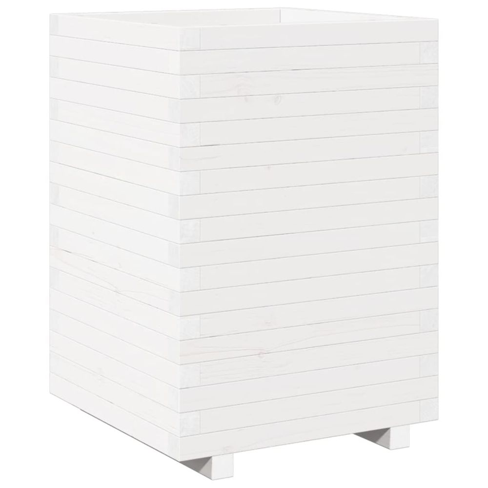 Jardinière d'extérieur blanc 50x50x72,5 cm bois de pin massif