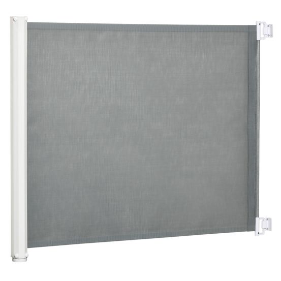 Barrière de sécurité rétractable acier pour chien et bébé extensible jusqu'à 115 cm gris